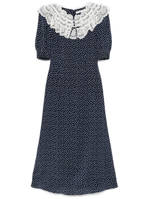 Polka dot print silk dress with lace detail ALESSANDRA RICH | FABX4025F45101944